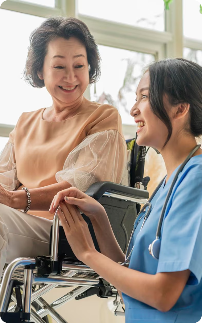 a health professional attending to a patient